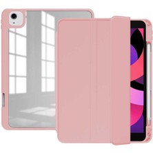 iPad Air 11 2025 M3 Kılıf Nrtk Nort Arkası Şeffaf Standlı Kılıf - Pembe