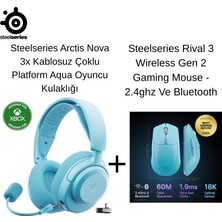 Steelserıes Arctis Nova 3x Kablosuz Gaming Kulak Üstü Kulaklık Aqua +  Steelseries Rival 3 Wireless Gen 2 Gaming Mouse