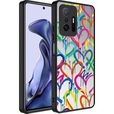 Xiaomi Mi 11T Pro 5g Kılıf Aynalı Desenli Kamera Korumalı Parlak Nrtk Mirror Kapak-Kalp