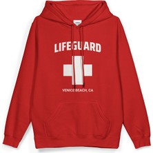 Overoz Lifeguard Baskılı Kapüşonlu Yarı Oversize Unisex Sweatshirt Hoodie 1410