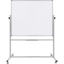 Panda Ayaklı Mobil Çift Taraflı Tekerlekli 360 Dönerli Laminant Yazı Tahtası 120X140 cm - Beyaz