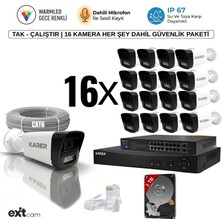 Karer 16'lı Ip-5mp-Poeli-Sesli -Gece Renkli- Su Geçirmez- Full Hd-1tb-Güvenlik Kamera Seti