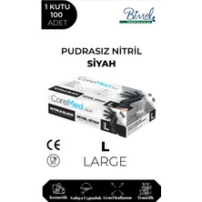 Coremed Nitril Siyah Pudrasız Muayene Eldiveni L - 1 Paket 100 Lü