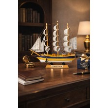 Hediye Filesi Büyük Boy El Yapımı Ahşap Yelkenli Gemi Maketi 33 x 33 cm – Dekoratif Premium Hediyelik 531-C