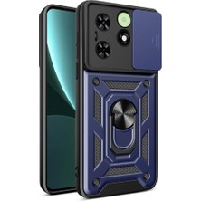 Tecno Spark 20 Kılıf Magnetik Standlı Kamera Korumalı Nrtk Sürgülü Vega Kapak-Mavi