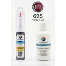 COLORGUARD FIAT 695 Kurşun Gri İğneli & Fırçalı Şişe Rötuş Boyası ve Yüzey Temizleme Solüsyonu Seti