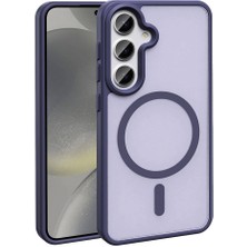 Galaxy S24 Kılıf Magsafe Şarj Özellikli Mat Arka Yüzey Nrtk Sio Kapak-Koyu Mor