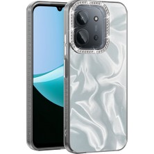 Redmi 15C Kılıf Airbagli Parlak Taş Detay Tasarımlı Zore Esila Kapak - Beyaz
