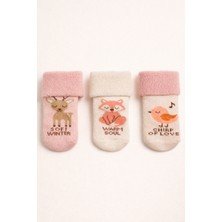 Bebek 3'lü Hayvan Desenli Içi Havlu Soket Çorap