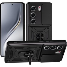 Tecno Camon 40 4g Kılıf Magnetik Standlı Kamera Korumalı Nrtk Sürgülü Vega Kapak - Siyah