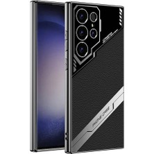 Galaxy S23 Ultra Kılıf Kamera Korumalı Suni Deri Tasarım Nrtk Yeni Seri Procase Kapak-Siyah