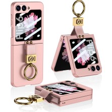 Galaxy Z Flip 6 Kılıf Nrtk Z Harfli Yüzüklü Kıpta Kapak-Pembe