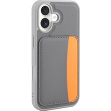 iPhone 17 Kılıf Kartlıklı Zore X-Kart Silikon Kapak - Koyu Gri