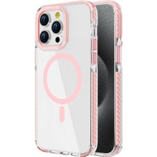 Apple iPhone 15 Pro Max Kılıf Magsafe Şarj Özellikli Airbagli Takılabilir Askı Aparatlı Nrtk Nana Kapak-Pembe