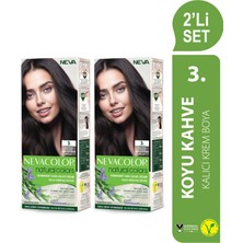 Nevacolor Natural Colors 2'Lİ SET 3. KOYU KAHVE Kalıcı Krem Saç Boyası Seti