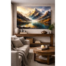 Artease Gündoğumunda Dağlar ve Gölet Kanvas Tablo