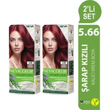 Nevacolor Natural Colors 2'Lİ SET 5.66 ŞARAP KIZILI Kalıcı Krem Saç Boyası Seti
