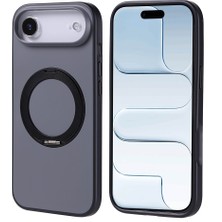 iPhone 17 Air Kılıf M-Safe Şarj Özellikli Standlı Nrtk Proton Silikon Kapak - Siyah