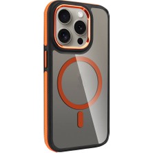 Apple iPhone 15 Pro Kılıf Magsafe Şarj Özellikli Mat Görünümlü Nrtk Solo Kapak-Turuncu
