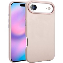 iPhone 17 Air Kılıf M-Safe Şarj Özellikli Pu Deri Görünümlü Nrtk Kupra Kapak - Pembe