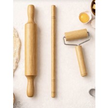 Tafce Ahşap 3'lü Oklava Merdane Seti Hamur Açma Rulo Merdanesi