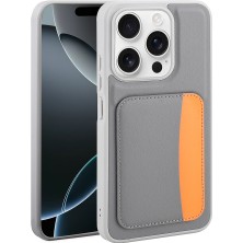 iPhone 15 Kılıf Kartlıklı Zore X-Kart Silikon Kapak - Koyu Gri