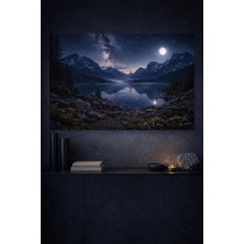 Artease Ay Işığında Dağ ve Göl Kanvas Tablo