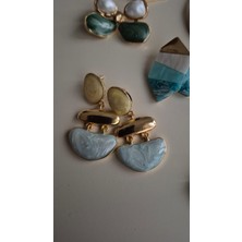 Yeşil Mavi Kristal Model Küpe