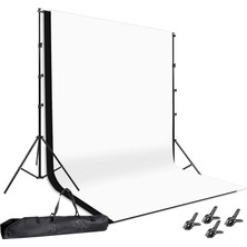 AZT 200X300CM 2X3MT Fon Perde Tutucu Background Backdrop Çekim Standı Siyah ve Beyaz Fon Perdesi