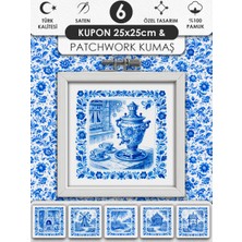 Fabricstown Patchwork ve Quilting Için %100 Pamuk Desenli Kumaş Seti – 6 Kupon + Ek Panel