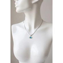 Nazar Boncuklu Gümüş Renk Kolye – Zirkon Taşlı Şık Kadın Kolyesi