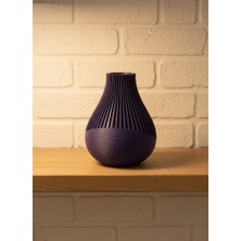 OEMTR Mor Çizgili Dekoratif Vazo 11 cm Modern Tasarım Aksesuar