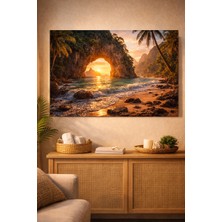 Artease Tropikal Okyanusta Günbatımı Manzara Kanvas Tablo
