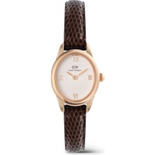 Daniel Wellington Ophelia Mini Dark Brown Lizard White Guilloché Rose G DW00600894 Kol Saati