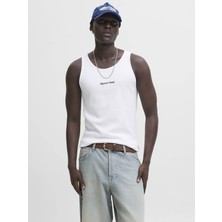 Jack & Jones Jornorrebro Rıb Tank Top Beyaz Erkek Kolsuz T-Shirt 12284156