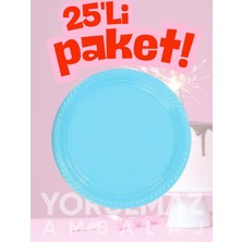 Yorulmaz Ambalaj 🔵 Happy Party Açık Mavi Plastik Tabak 25 Adet – Dayanıklı & Şık Kullan-At