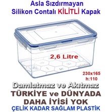 abnturk 1 Adet 2.6lt Sızdırmaz Hava Geçirmez Sağlam Kap Contalı Kilitli Derin Saklama Kabı