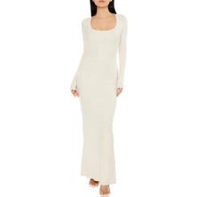 F21 Kare Yaka Maxi Elbise