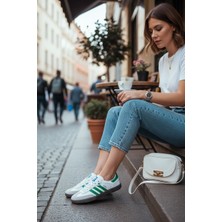 Enoch Kadın T-Burun Sneaker Klasik Süet Panel Detaylı Şeritli Düz Taban Spor Ayakkabı