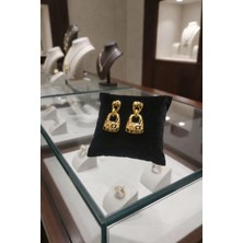 Leopar Desenli Gold Zincir Sallantılı Kadın Küpe