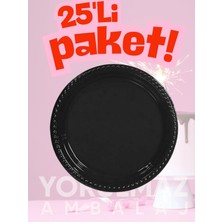 Yorulmaz Ambalaj ⚫ Rainbow Siyah Plastik Tabak 25 Adet – Şık & Dayanıklı Kullan-At