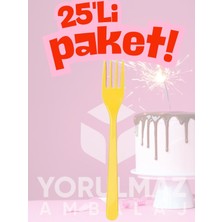 Yorulmaz Ambalaj 🟡 Happy Party Sarı Renkli Plastik Çatal 25 Adet – Dayanıklı & Şık Kullan-At
