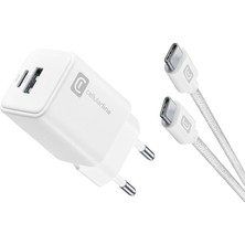 Cellularline Cellularlıne 30W Dual Port Şarj Kiti ( Adaptör + Kablo ) - Beyaz