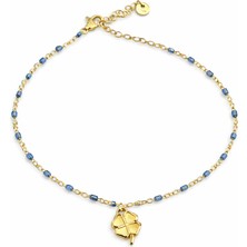 Stainless Stell Altın Renkli Yonca Detaylı Kadın Halhal