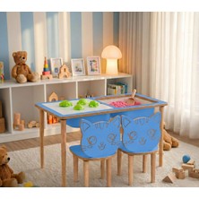 Koltukcuyuz Ahşap Mavi Kedi Çocuk Oyun Masası