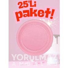 Yorulmaz Ambalaj 🌈 Rainbow Pembe Plastik Tabak 25 Adet – Dayanıklı & Şık Kullan-At