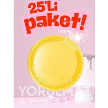 Yorulmaz Ambalaj 🟡 Rainbow Sarı Plastik Tabak 25 Adet – Canlı Renkli & Dayanıklı