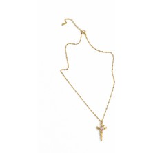 Stainless Stell Gold Zincir Detaylı Kolye
