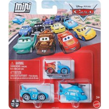 Disney Pixar Cars - Üçlü Mini Racers - Transforming Lightning Mcqueen & Rotor Turbosky & Strip Weathers Aka King JJW60