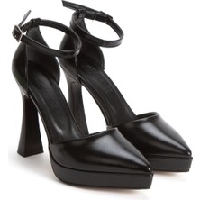 MFT Ayakkabı Kadın Siyah Sivri Burunlu Platform Topuklu Abiye Ayakkabı